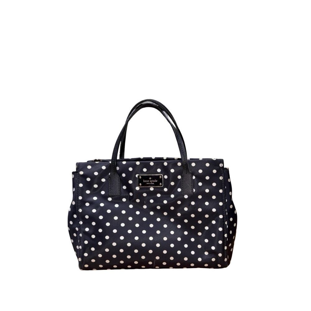 Kate Spade Blake Avenue Small Loden Black White Polka Dot Nylon Handbag
